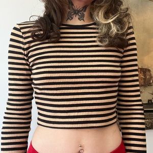 Forever 21 striped long sleeve crop top